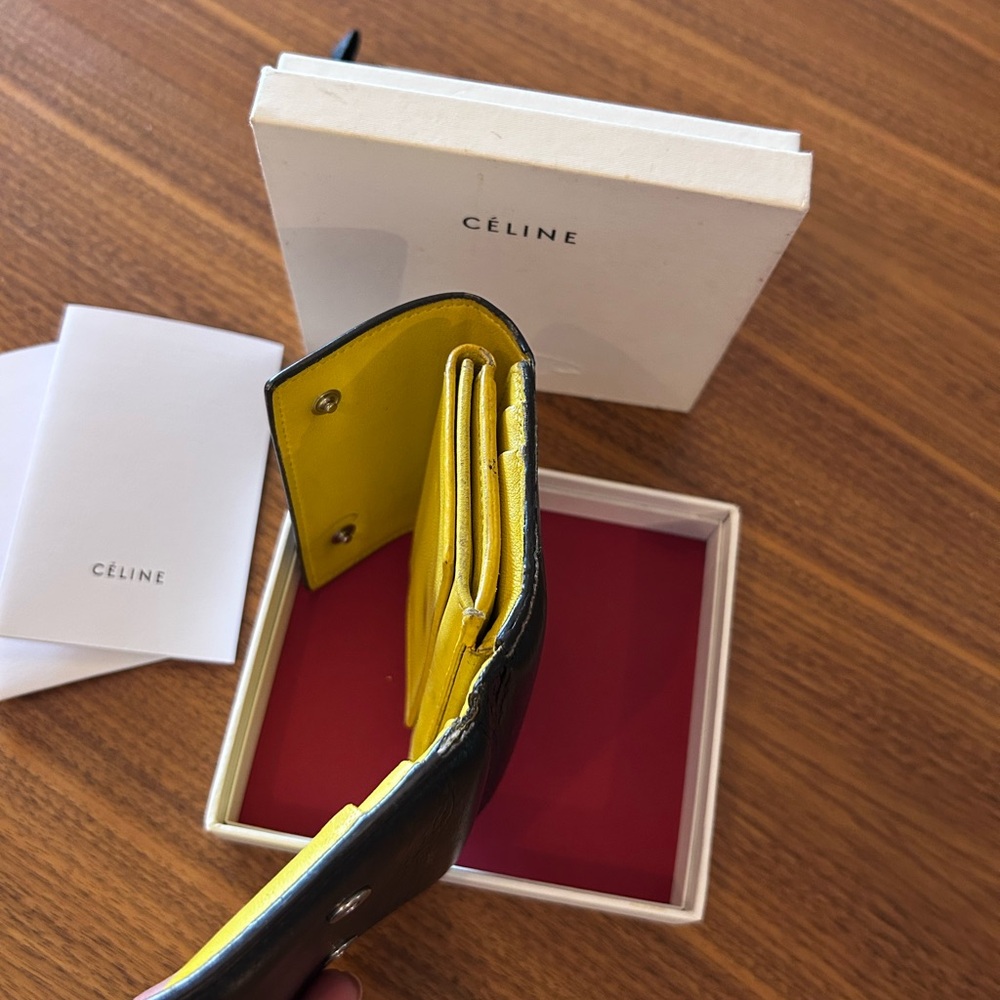 Celine Black and Yellow Leather Wallet - Picture 5 of 7